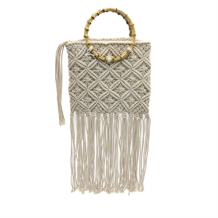 Orta Boy Bambu Tığ İşi Çanta