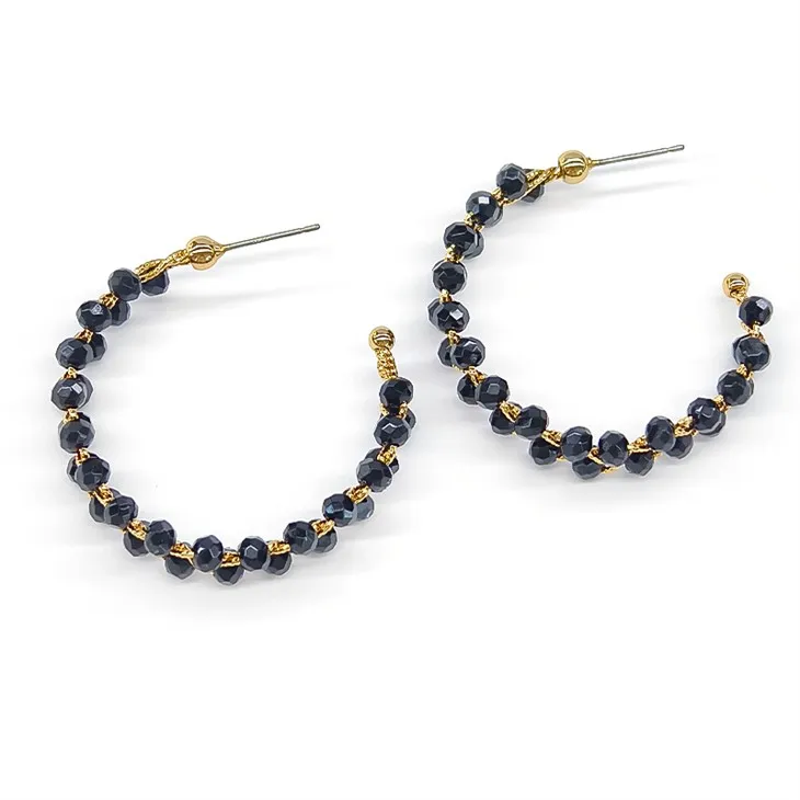 Siyah Boncuklu Halka Küpe